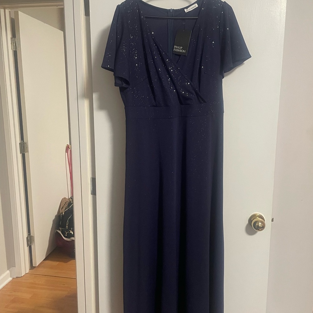 NWT Elegant Navy Maxi Dress by